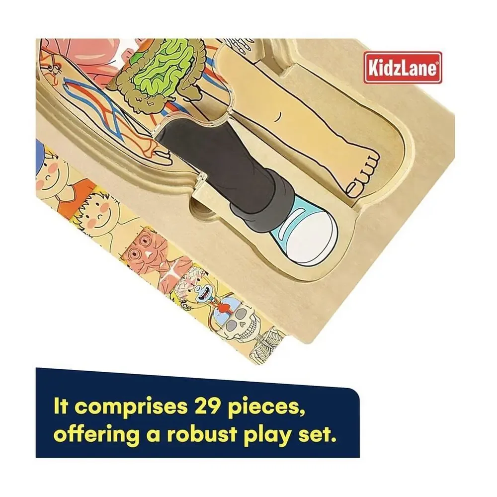 Kidzlane My Body Puzzle Boy Anatomy Wooden Montessori‎ Learning Toy 29 Piece NIB